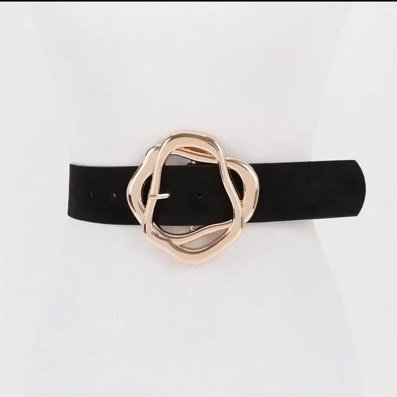 Suede Abstract Buckle Belt - Picture 2 of 2